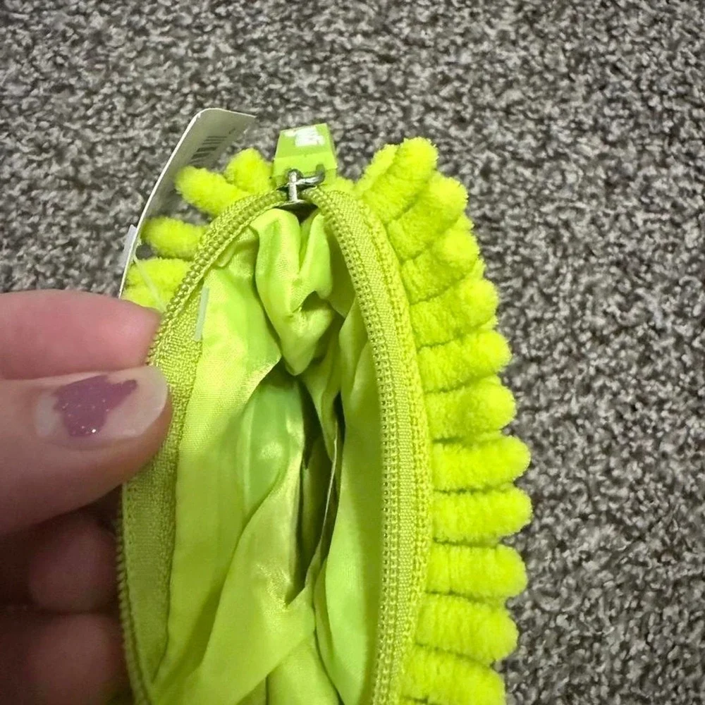 fuzzy coin purse with zipper closure
